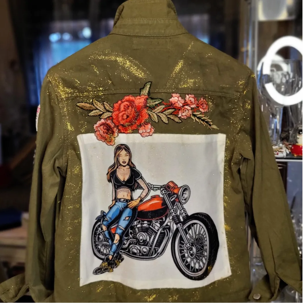 GIACCA MILITARE RICAMO ROSE - immagine 2