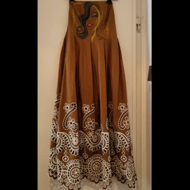 ABITO LUNGO IN  COTONE E RICAMO ARTIGIANALE