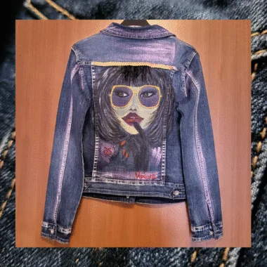 GIACCA JEANS VISO DONNA CON OCCHIALI VINTAGE